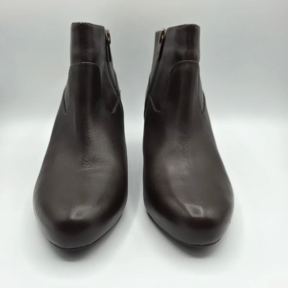 Rockport Brown Leather Ankle Boots Kitten Heel ADIPRENE V75985 Womens 7 M